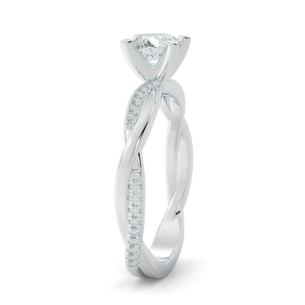 Faint Glow twisted Shank Natural Round  Diamond Engagement Ring