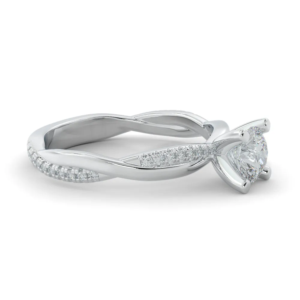Faint Glow twisted Shank Natural Round  Diamond Engagement Ring