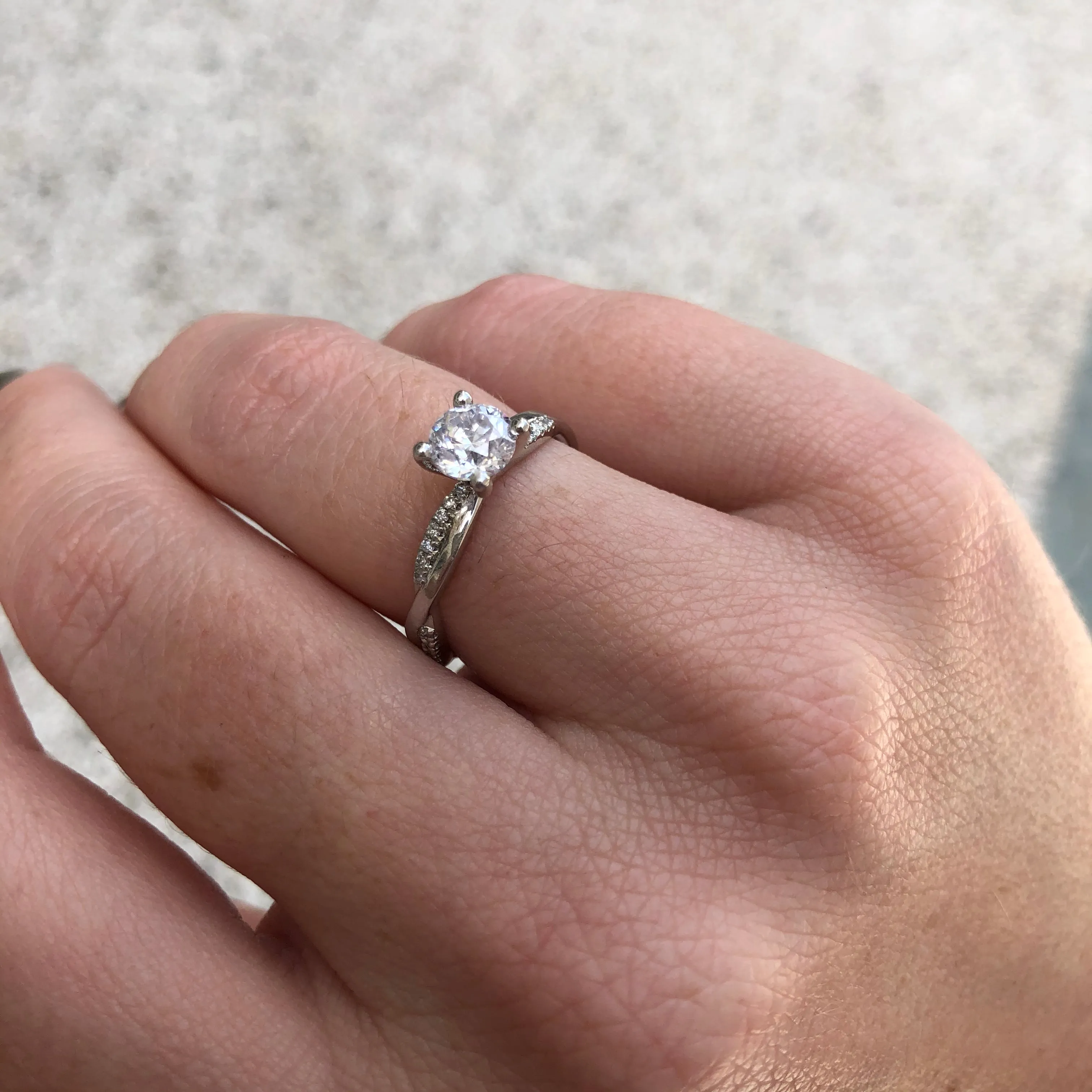 Faint Glow twisted Shank Natural Round  Diamond Engagement Ring