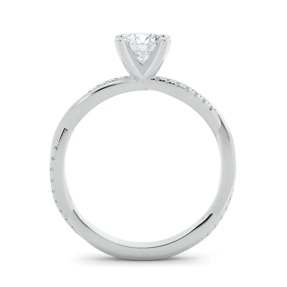 Faint Glow twisted Shank Natural Round  Diamond Engagement Ring