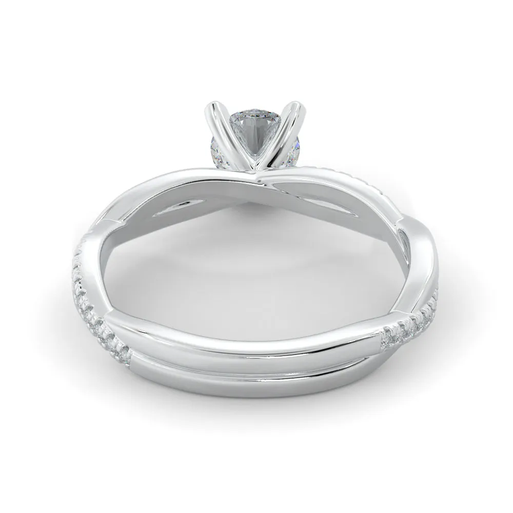 Faint Glow twisted Shank Natural Round  Diamond Engagement Ring