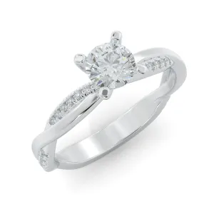 Faint Glow twisted Shank Natural Round  Diamond Engagement Ring