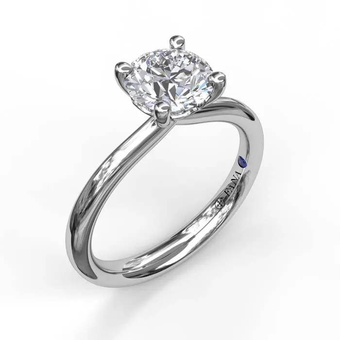 Fana Timeless Round Solitaire Engagement Ring Mounting in 14K White Gold