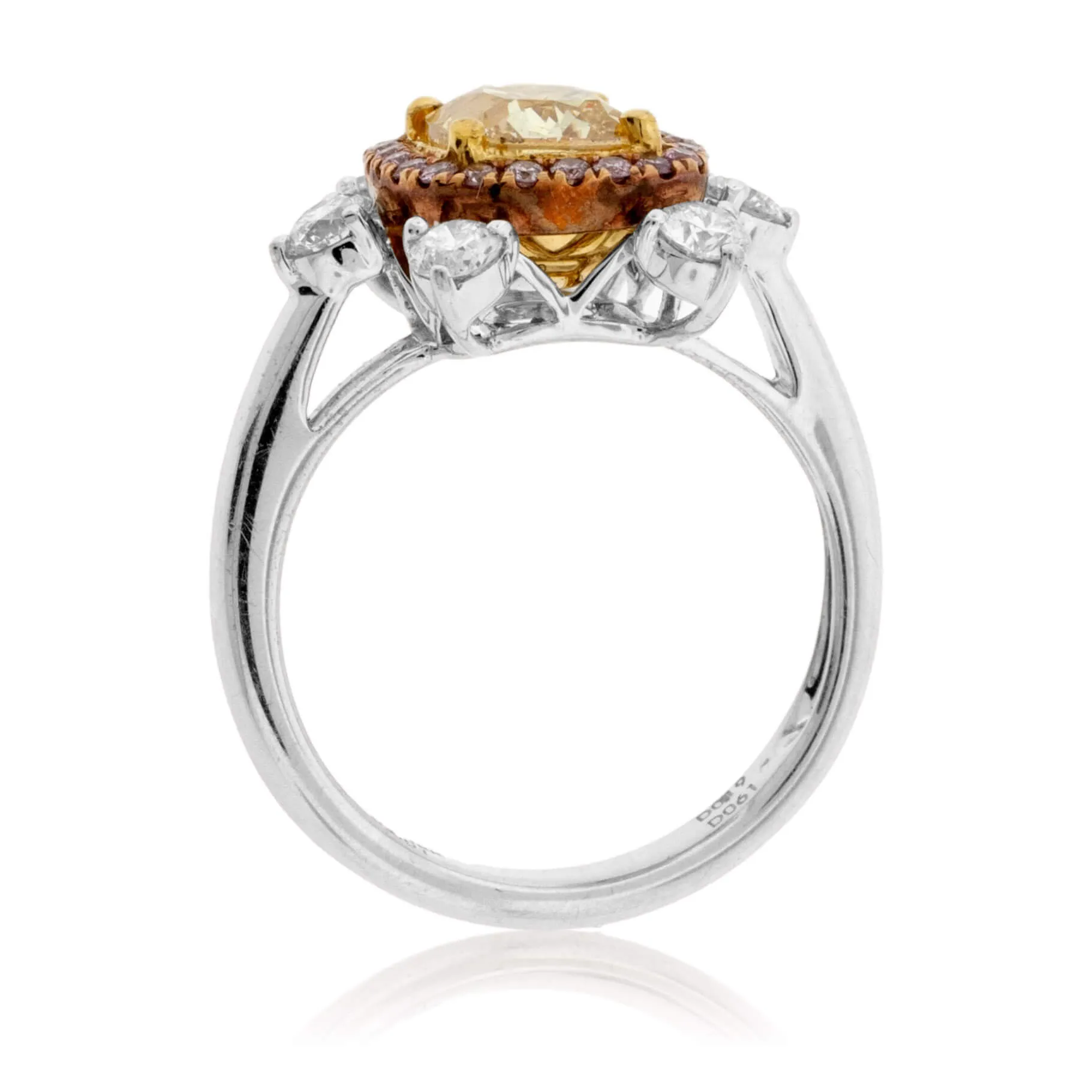 Fancy Natural Yellow Diamond with Pink Diamond & Diamond Halo Ring