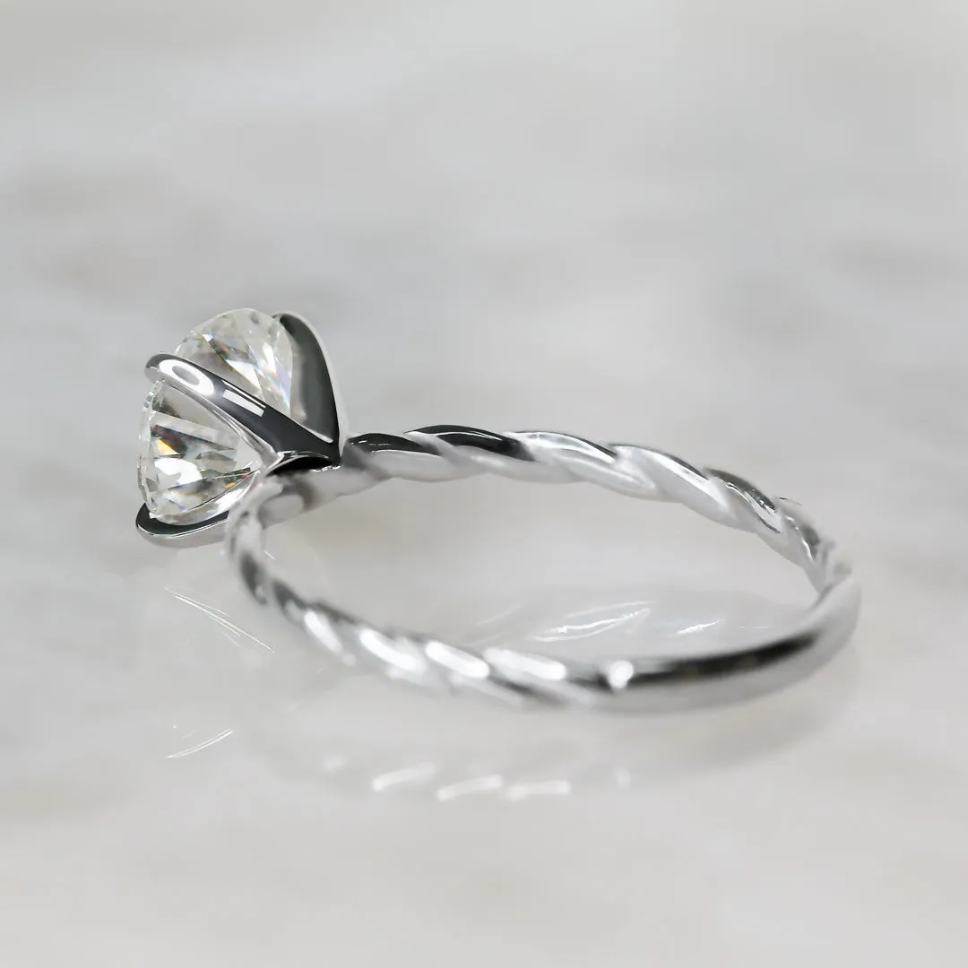 Firefly Glow twisted Shank Natural Round Cut Diamond Engagement Ring