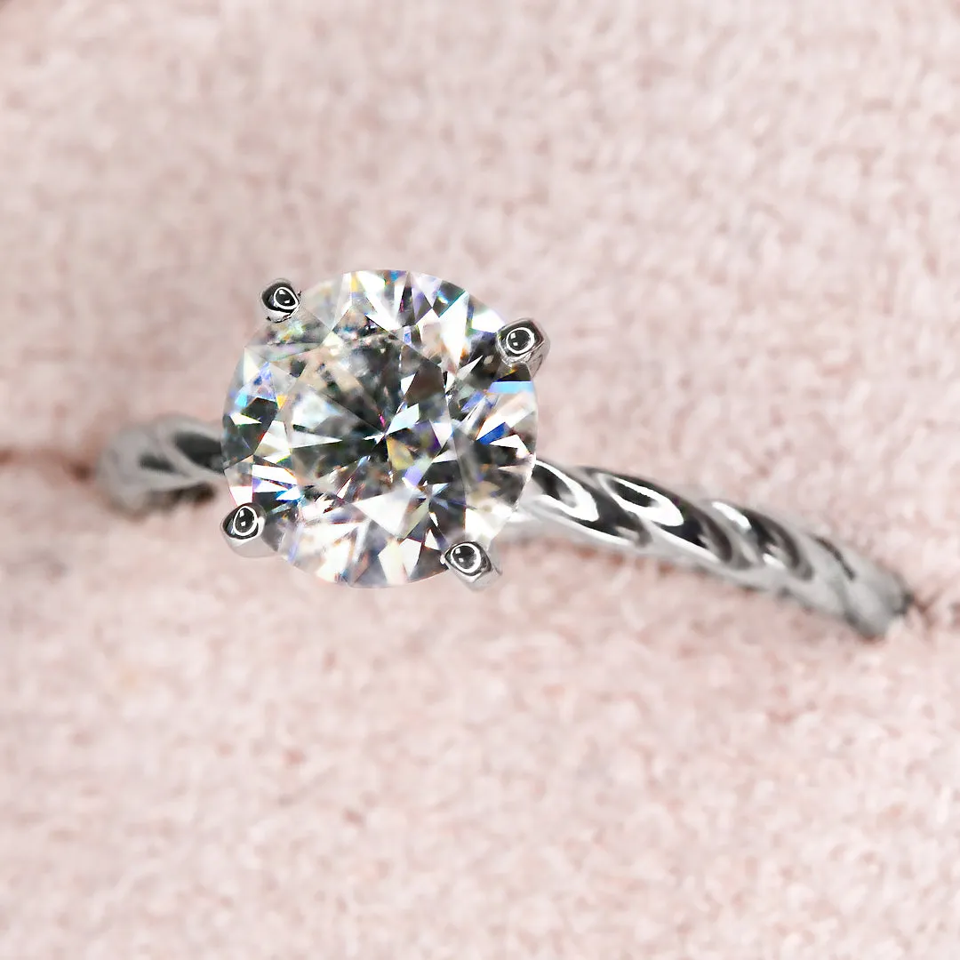 Firefly Glow twisted Shank Natural Round Cut Diamond Engagement Ring