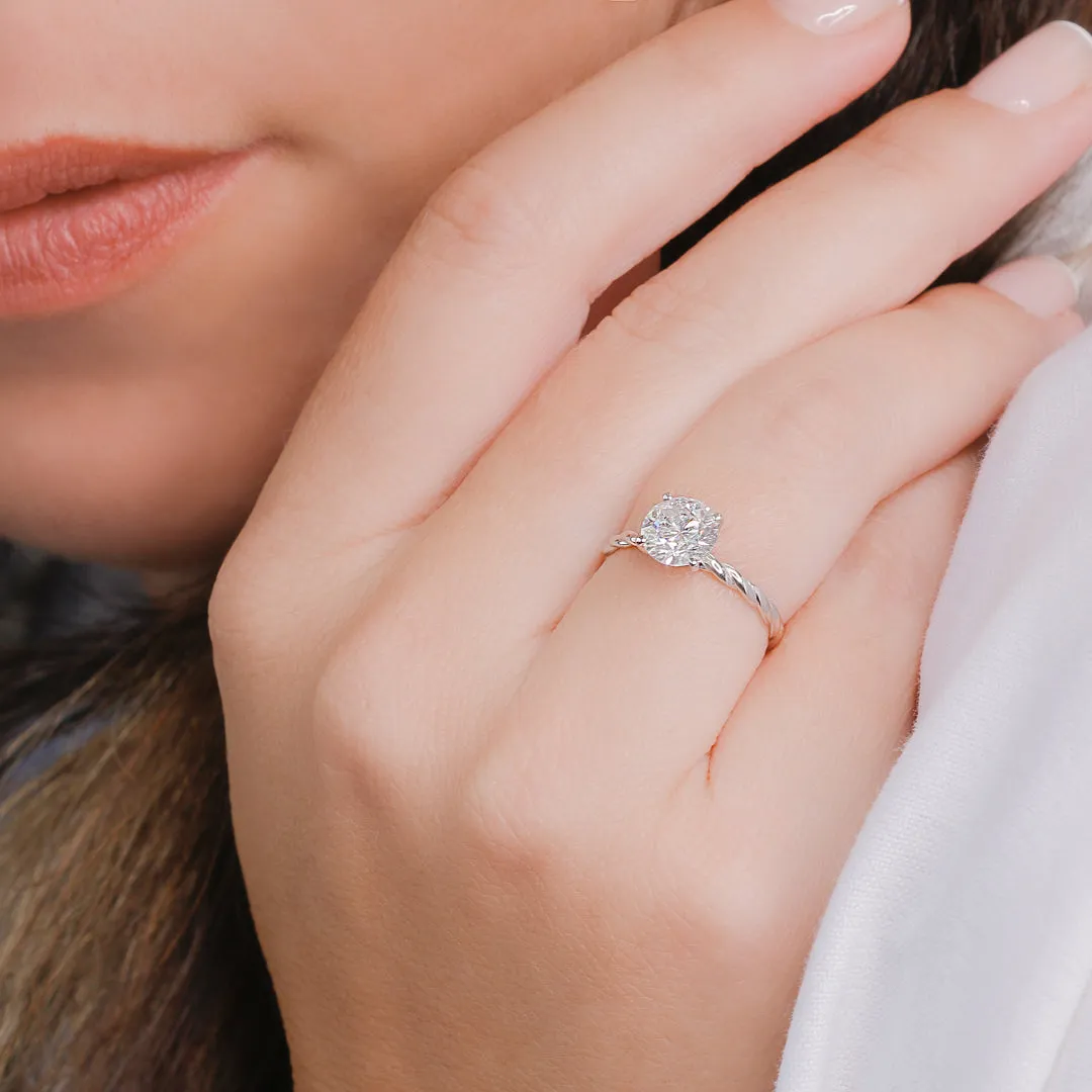 Firefly Glow twisted Shank Natural Round Cut Diamond Engagement Ring