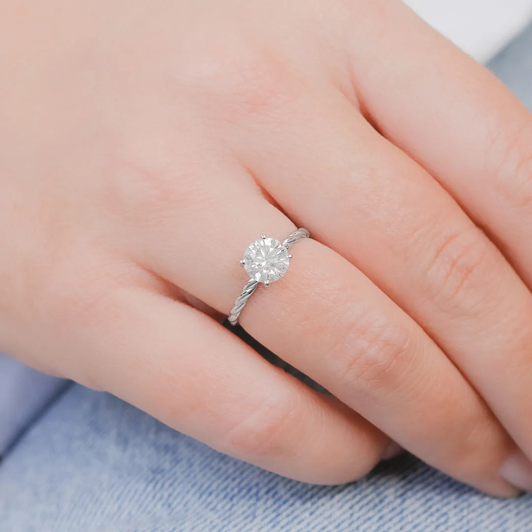 Firefly Glow twisted Shank Natural Round Cut Diamond Engagement Ring