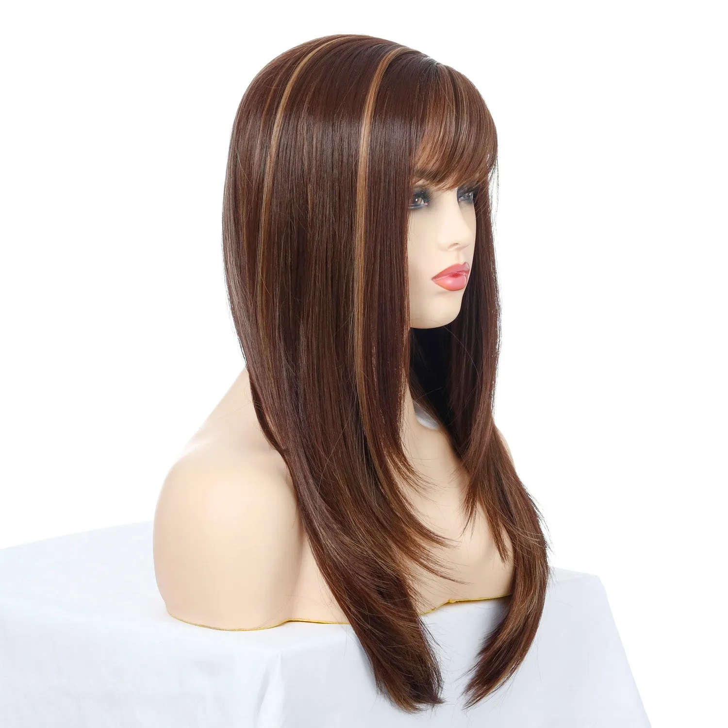Flora | Brown Long Straight Synthetic Hair Wig