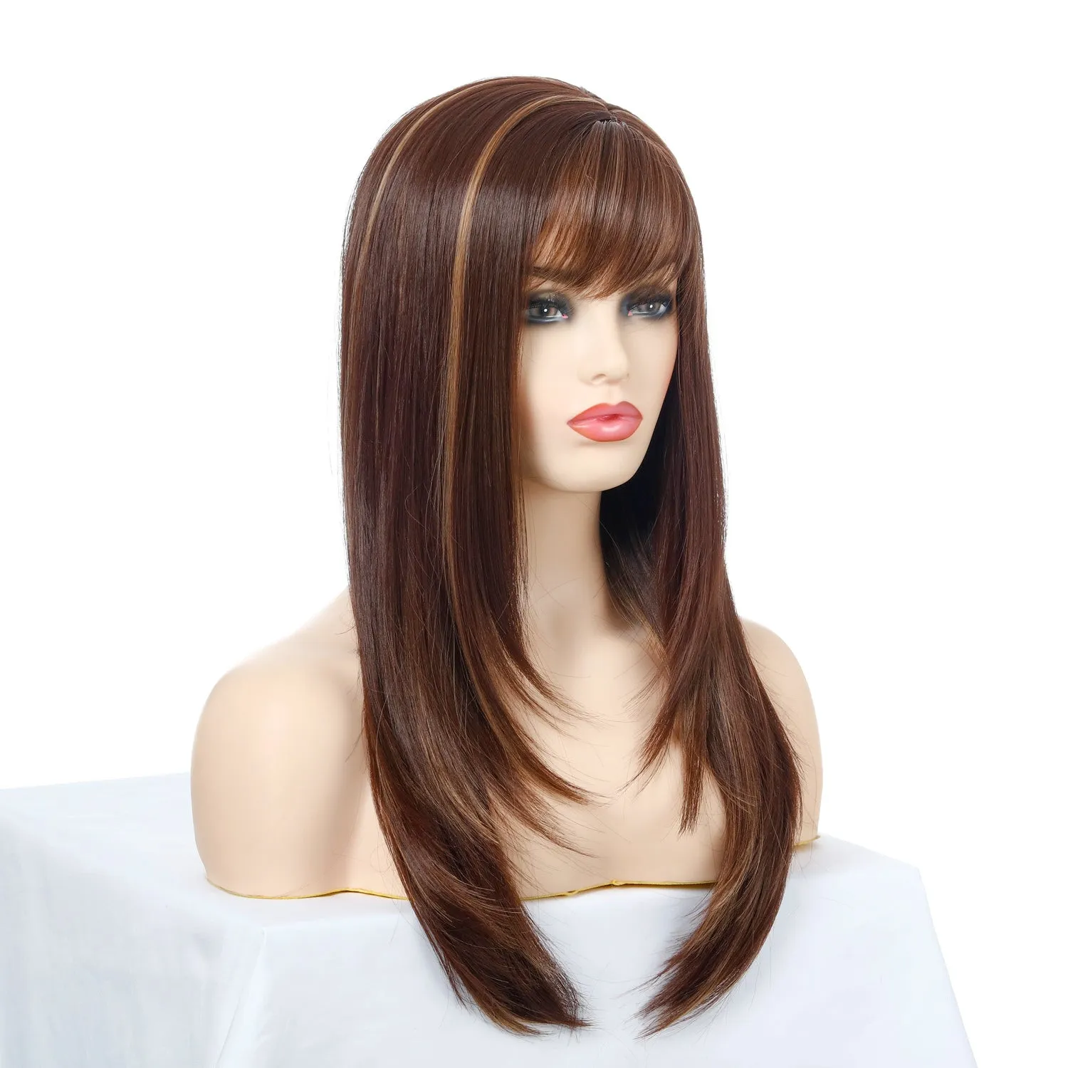 Flora | Brown Long Straight Synthetic Hair Wig