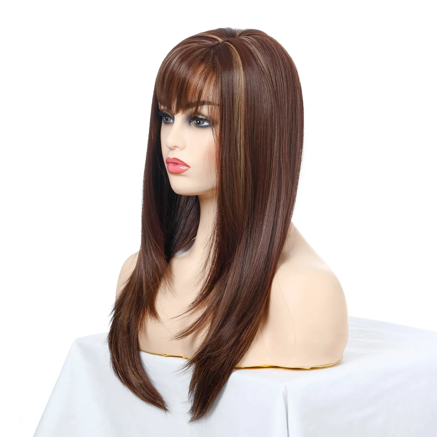 Flora | Brown Long Straight Synthetic Hair Wig
