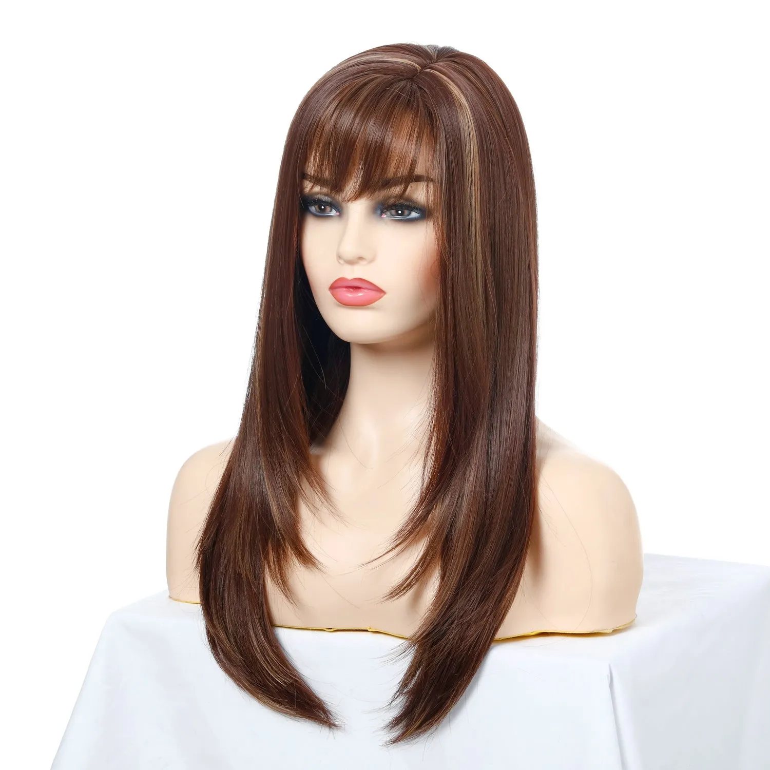 Flora | Brown Long Straight Synthetic Hair Wig