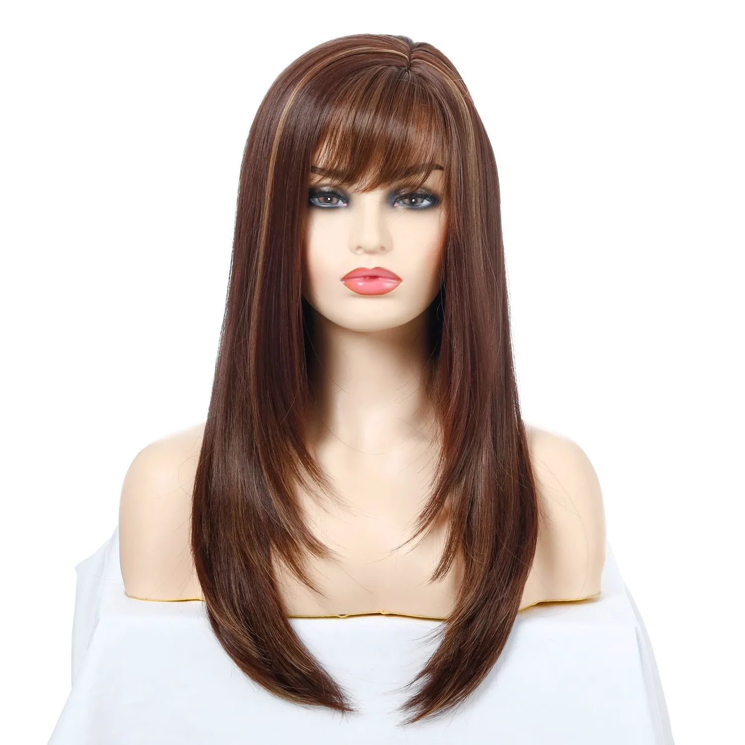 Flora | Brown Long Straight Synthetic Hair Wig