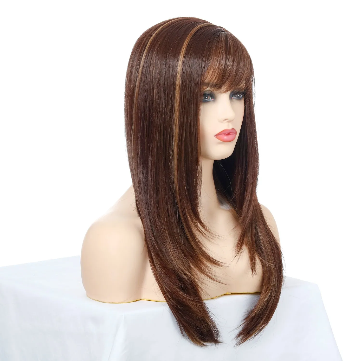 Flora | Brown Long Straight Synthetic Hair Wig