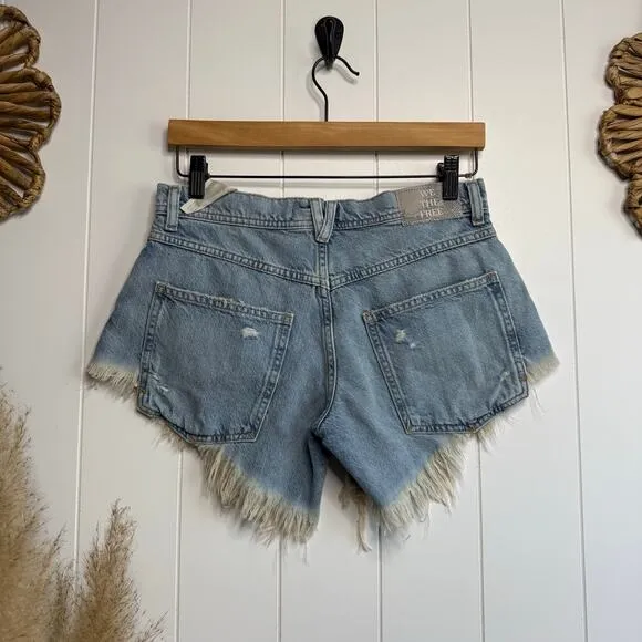 Free People denim shorts 29 hi-low boho festival black