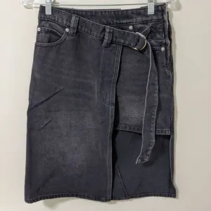 Free People We The Free On Tour Denim Wrap Skirt Hi Low Black Size 24 &amp; 30 NWT‎