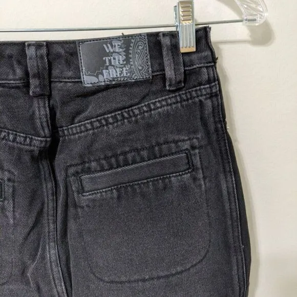 Free People We The Free On Tour Denim Wrap Skirt Hi Low Black Size 24 &amp; 30 NWT‎