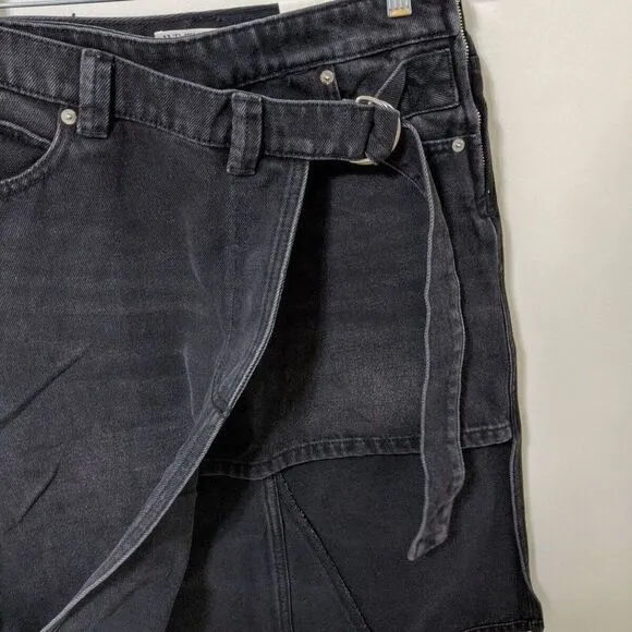 Free People We The Free On Tour Denim Wrap Skirt Hi Low Black Size 24 &amp; 30 NWT‎