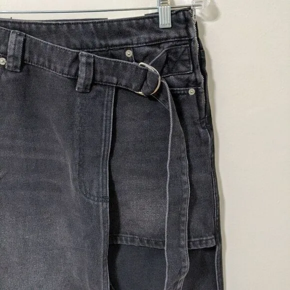 Free People We The Free On Tour Denim Wrap Skirt Hi Low Black Size 24 &amp; 30 NWT‎
