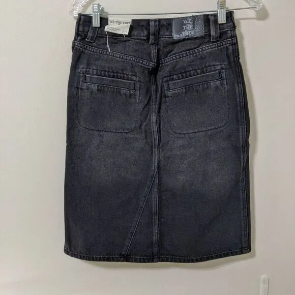 Free People We The Free On Tour Denim Wrap Skirt Hi Low Black Size 24 &amp; 30 NWT‎