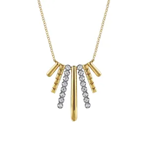 Gabriel 14K White Yellow Gold Contemporary Diamond Pendant Necklace