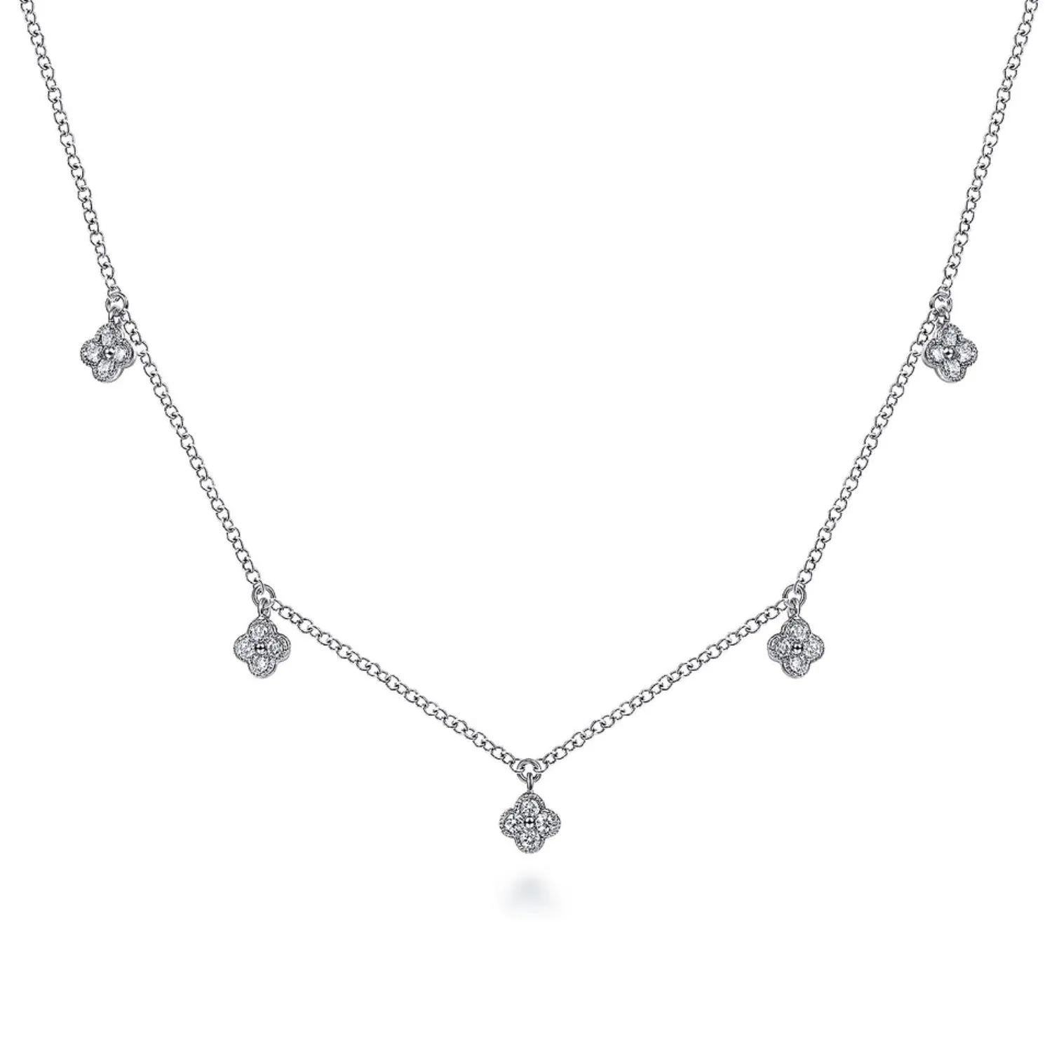 Gabriel & Co. Diamond Pave Clover Drop Necklace