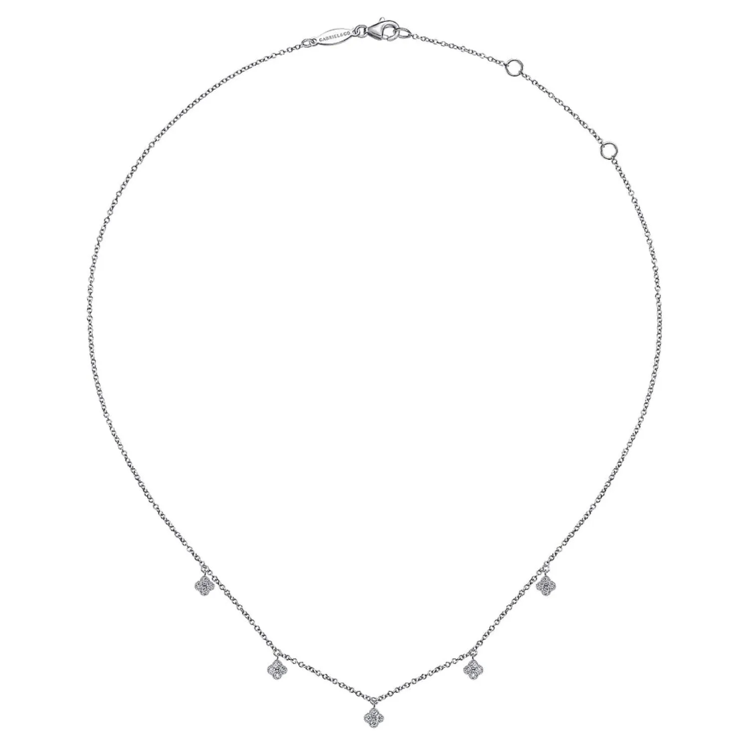 Gabriel & Co. Diamond Pave Clover Drop Necklace