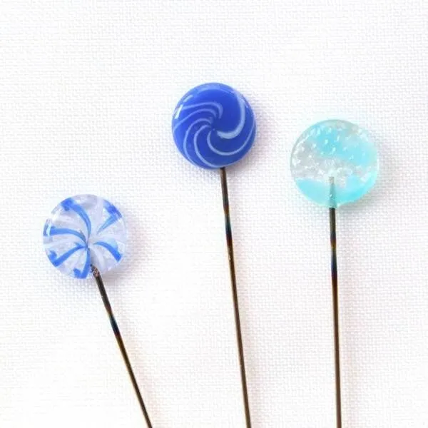 Glass Head Ohajiki Pins