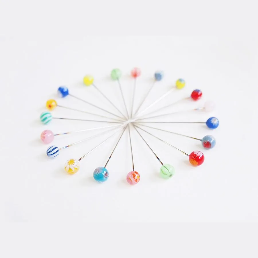Glass Head Tombo-dama Flower Pins