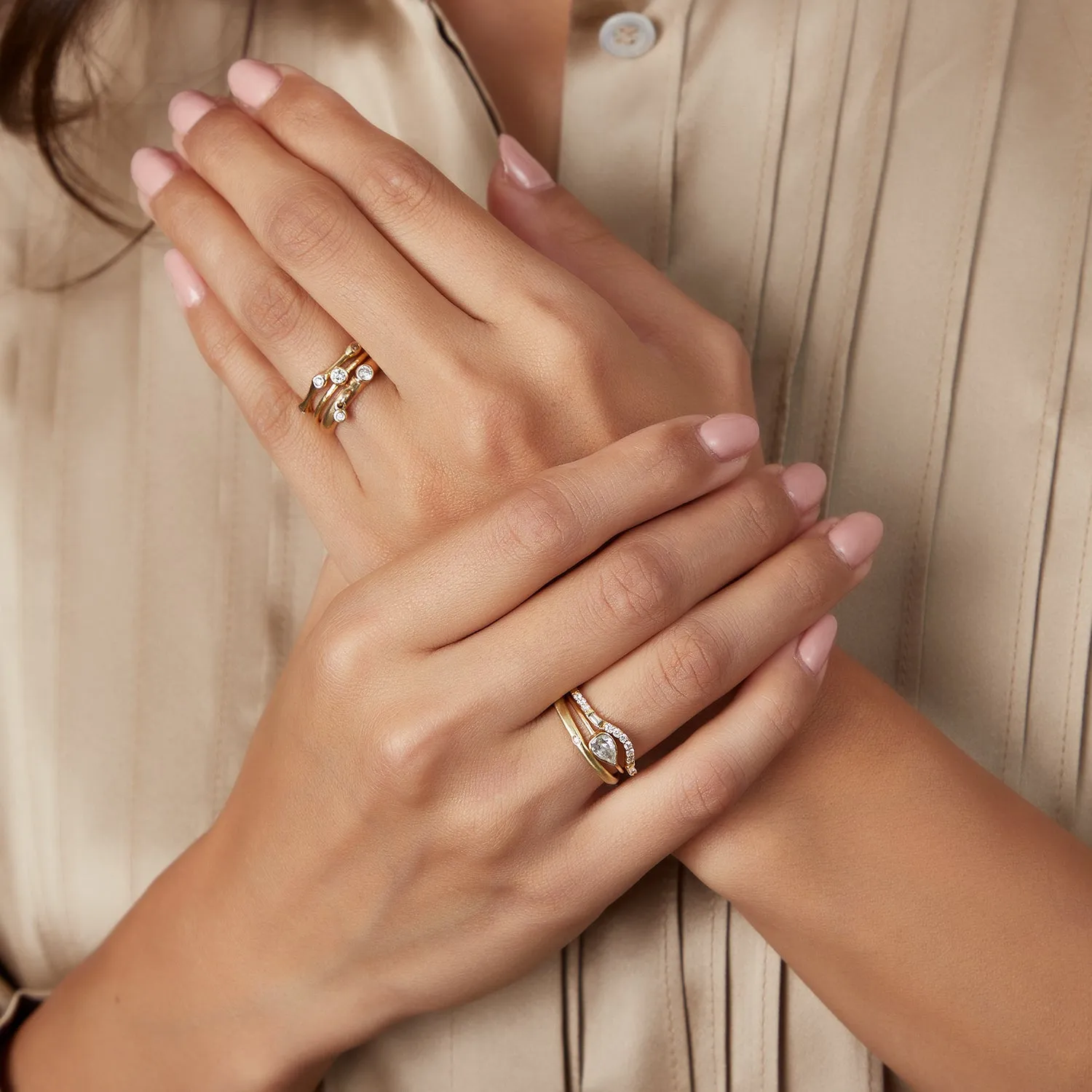 Gold Diamond Charm Ring