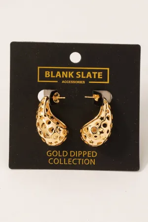 Gold Dipped Circle Star Teardrop Earrings