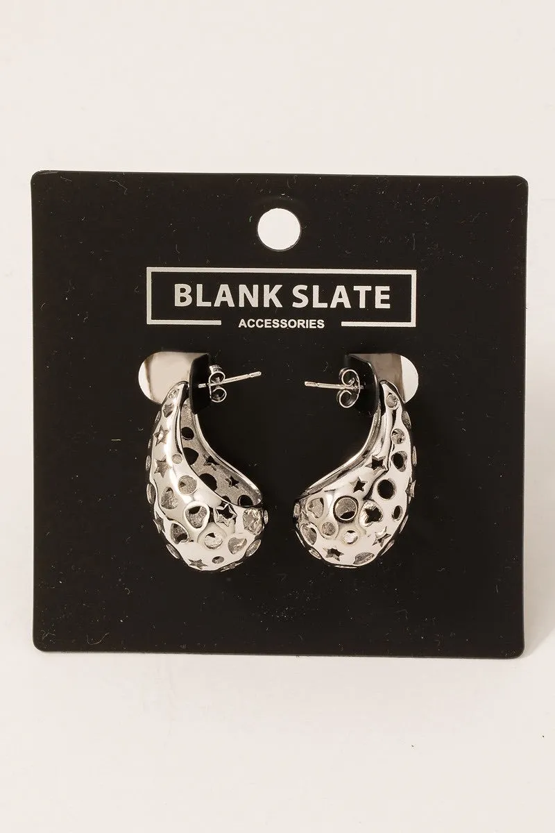 Gold Dipped Circle Star Teardrop Earrings