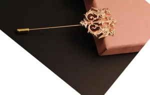 Gold Double Horse Lapel Pin