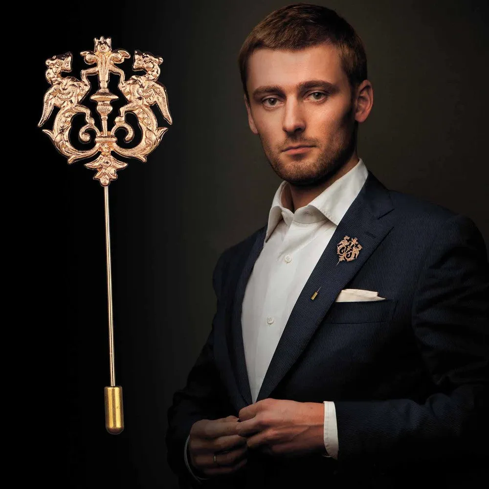 Gold Double Horse Lapel Pin