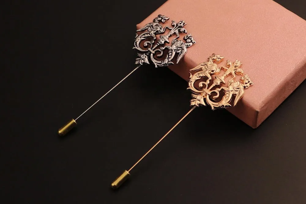 Gold Double Horse Lapel Pin