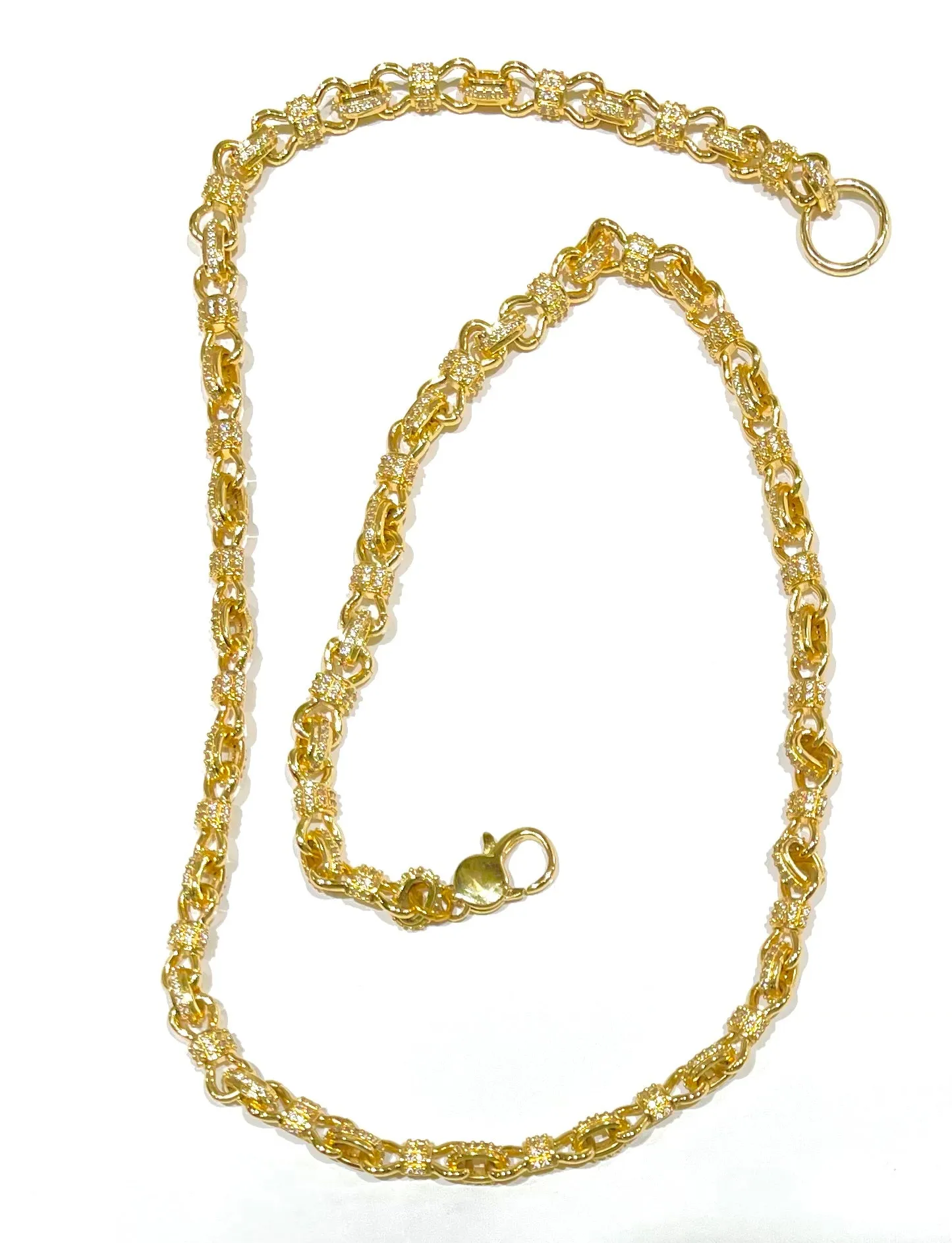 Gold Infinity Micro Pave Figure 8 Chain Necklace 22”