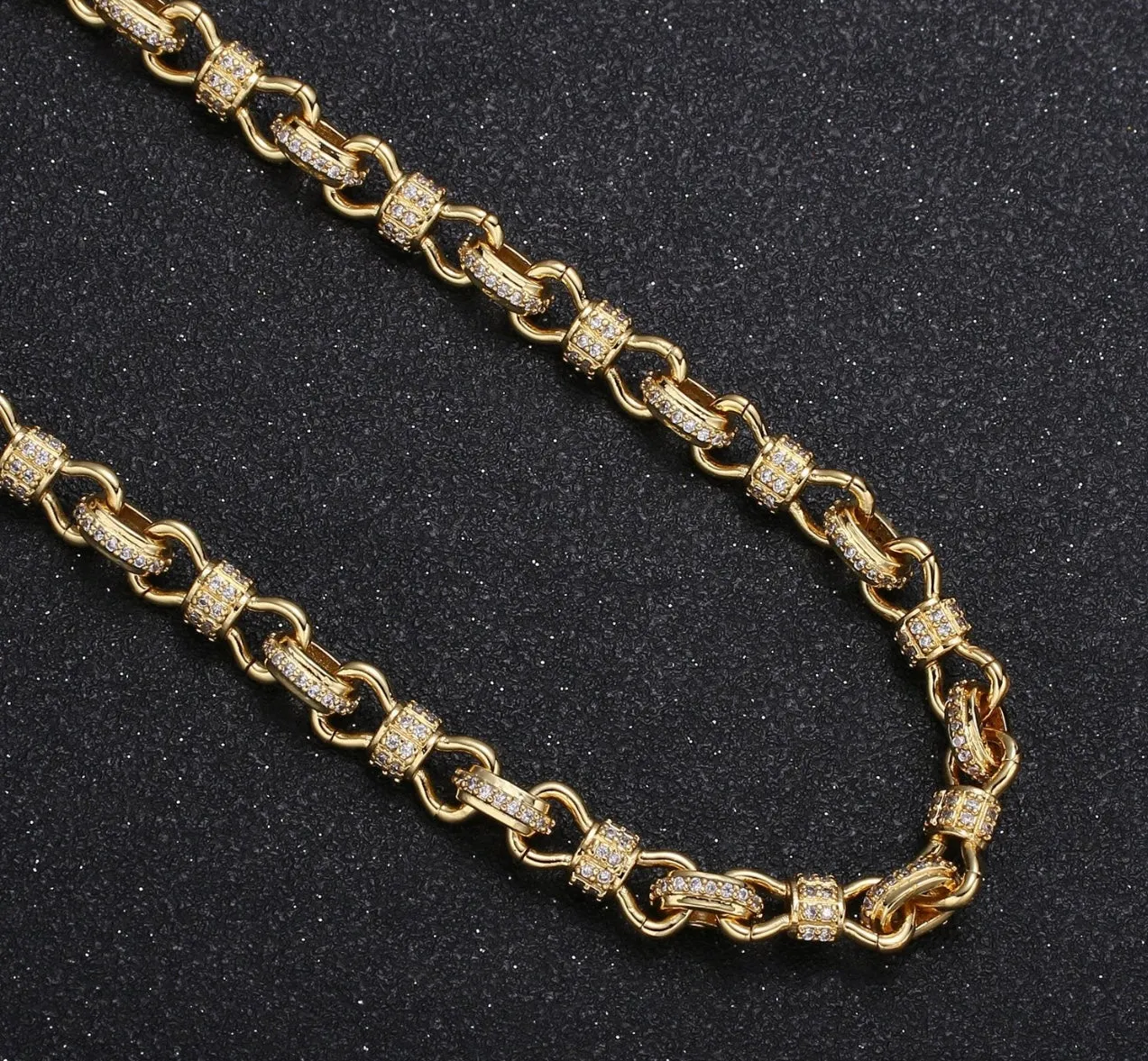 Gold Infinity Micro Pave Figure 8 Chain Necklace 22”