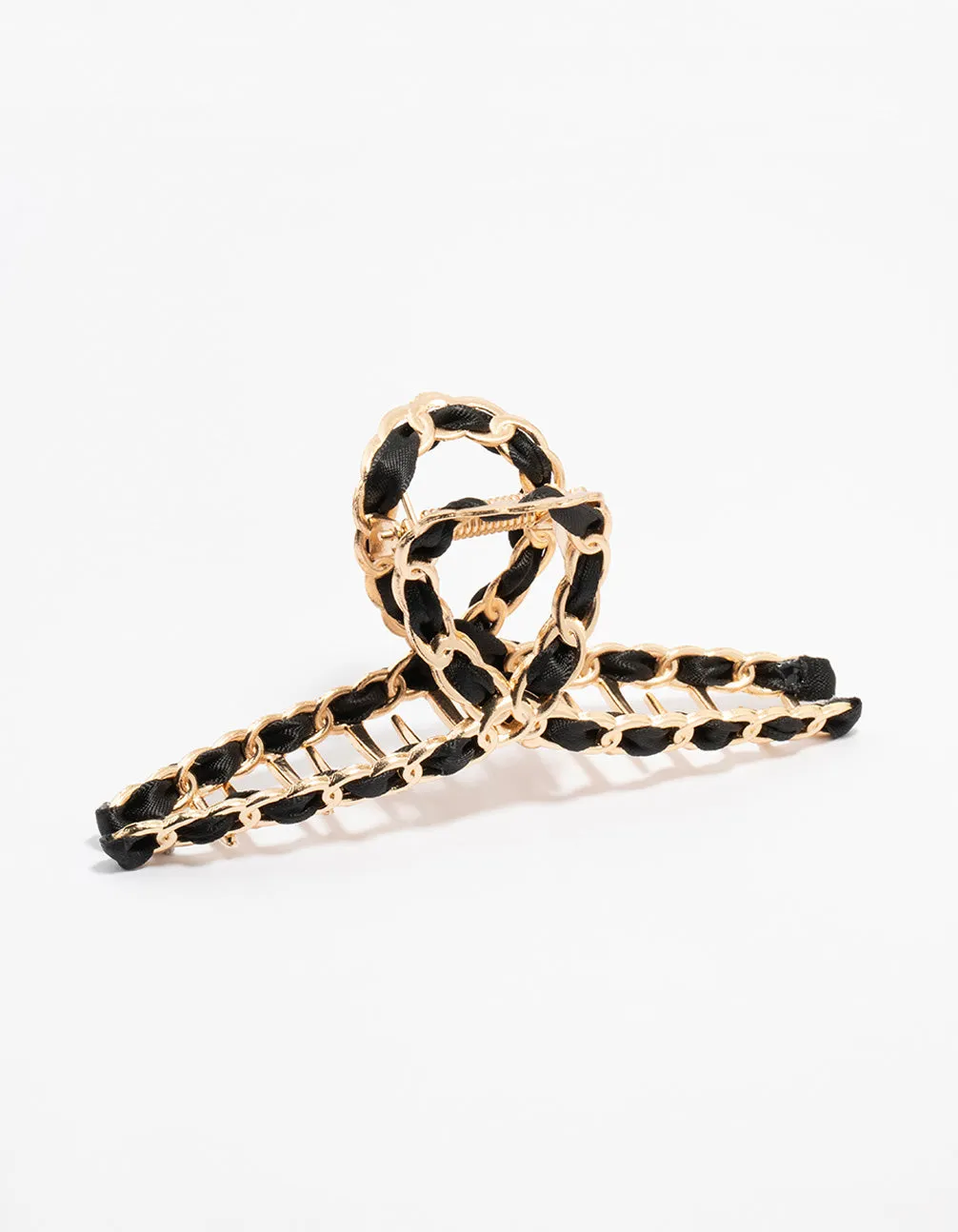 Gold Twisted Fabric Wrap Claw Clip