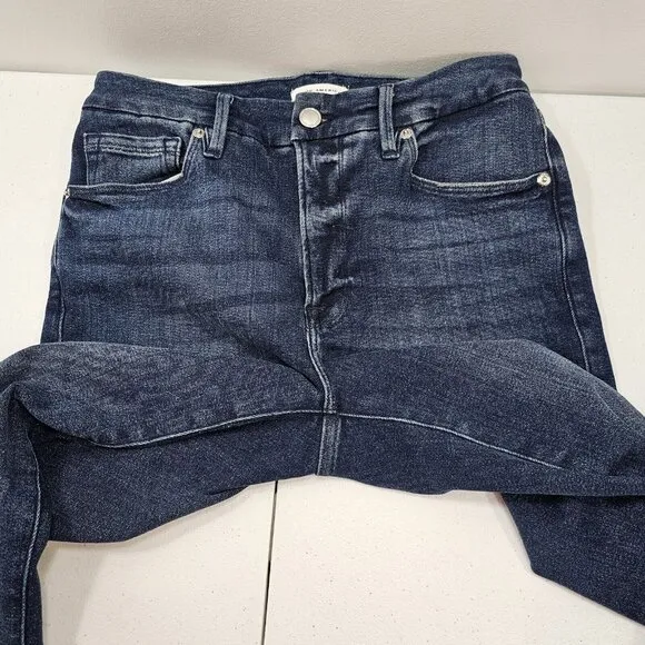 Good American Classic Skinny Jeans Womens Size 4/27 Blue Raw Hem High Rise