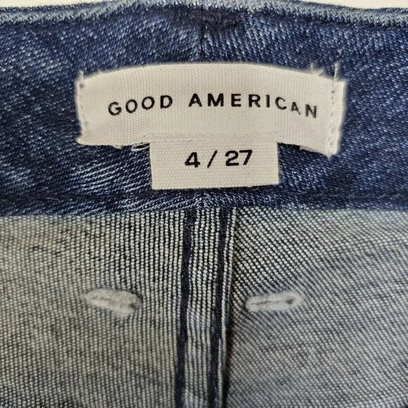 Good American Classic Skinny Jeans Womens Size 4/27 Blue Raw Hem High Rise