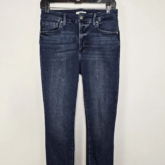 Good American Classic Skinny Jeans Womens Size 4/27 Blue Raw Hem High Rise