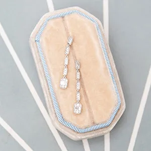Grace Diamond Statement Drop Earrings in 18k White Gold