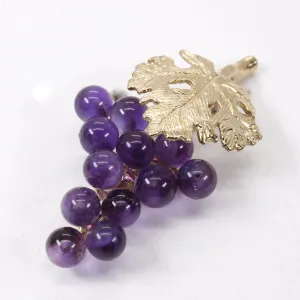 Grape Cluster Lapel Pin made in 14kt Gold with Amethyst Gemstones