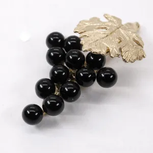 Grape Cluster Lapel Pin made in 14kt Gold with Black Onyx Gemstones
