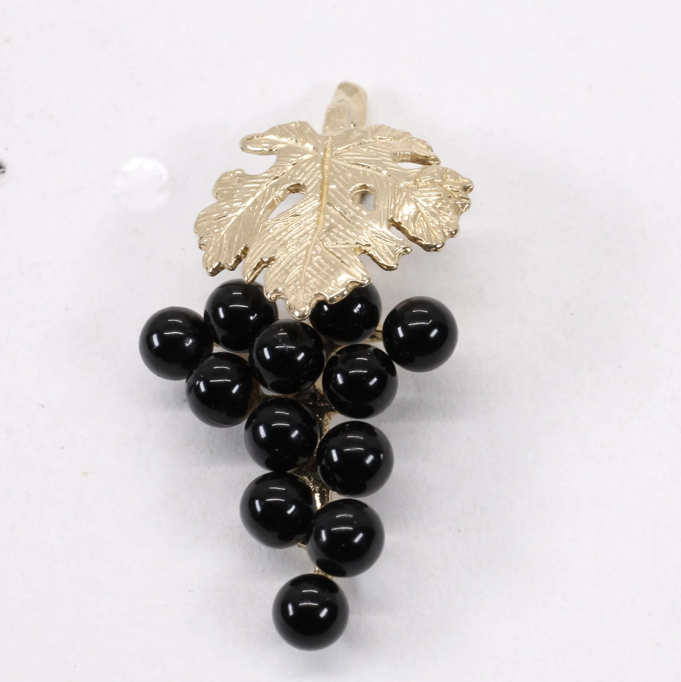 Grape Cluster Lapel Pin made in 14kt Gold with Black Onyx Gemstones