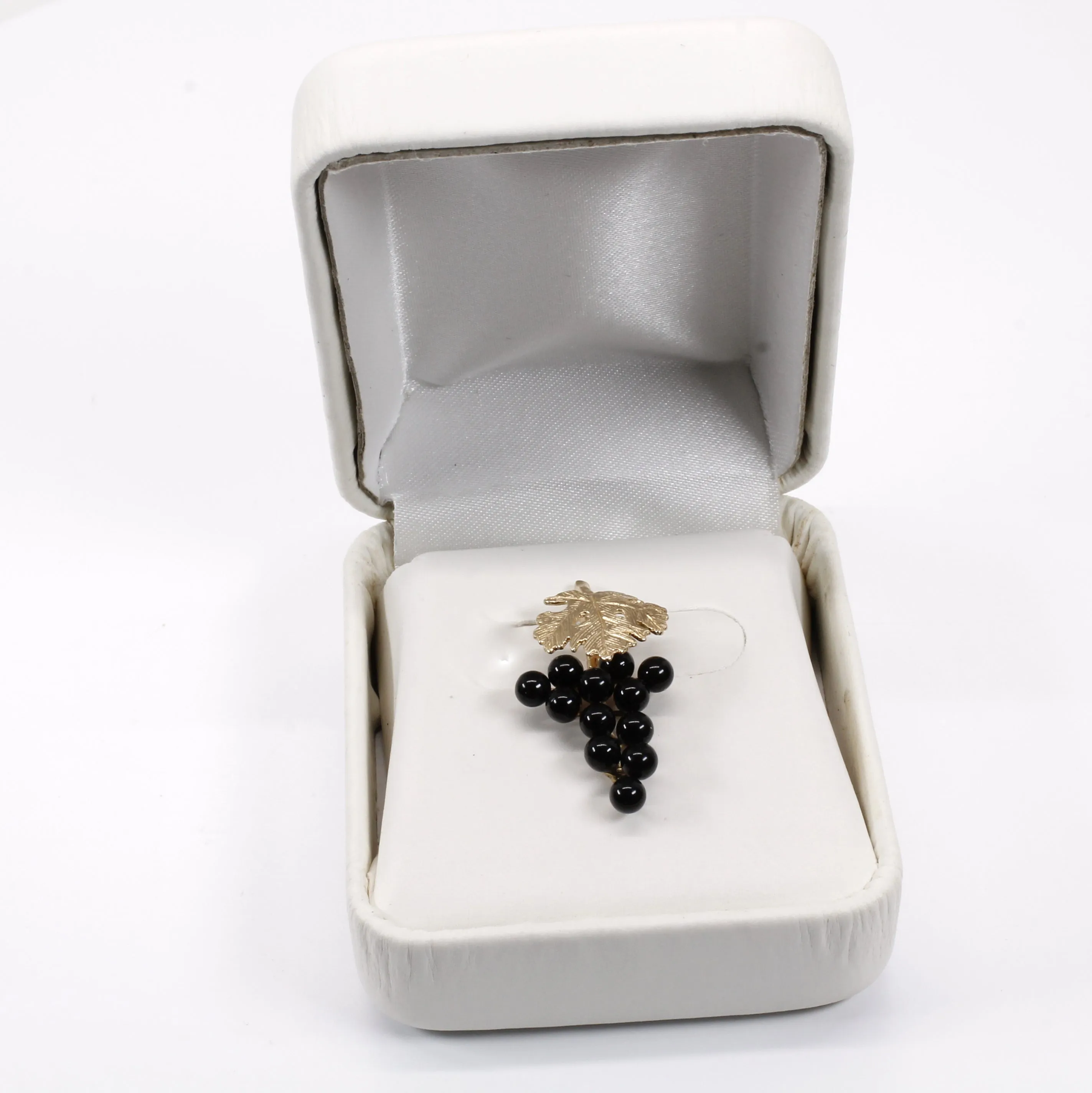 Grape Cluster Lapel Pin made in 14kt Gold with Black Onyx Gemstones