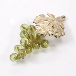 Grape Cluster Lapel Pin made in 14kt Gold with Real Gemstones