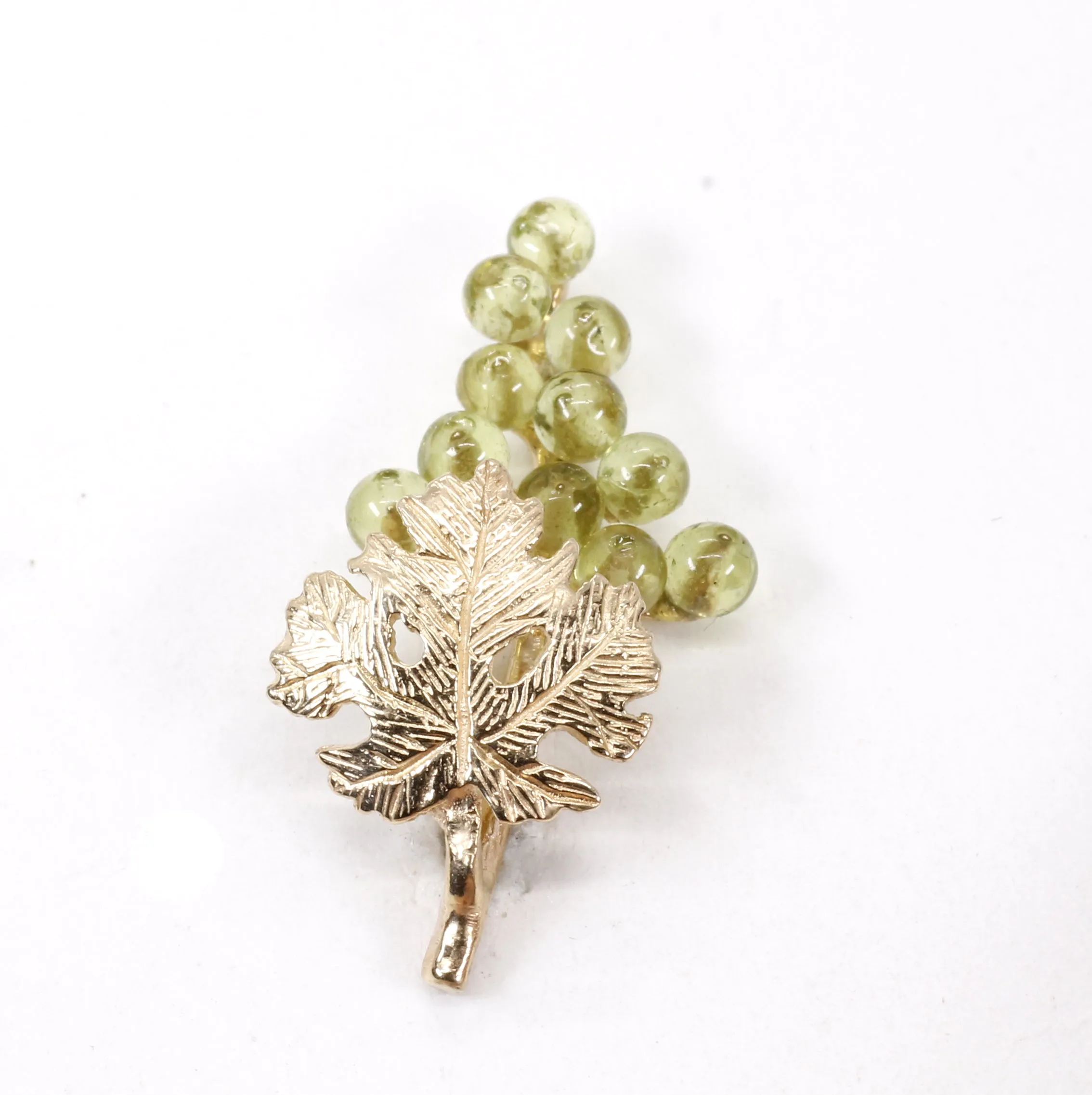 Grape Cluster Lapel Pin made in 14kt Gold with Real Gemstones