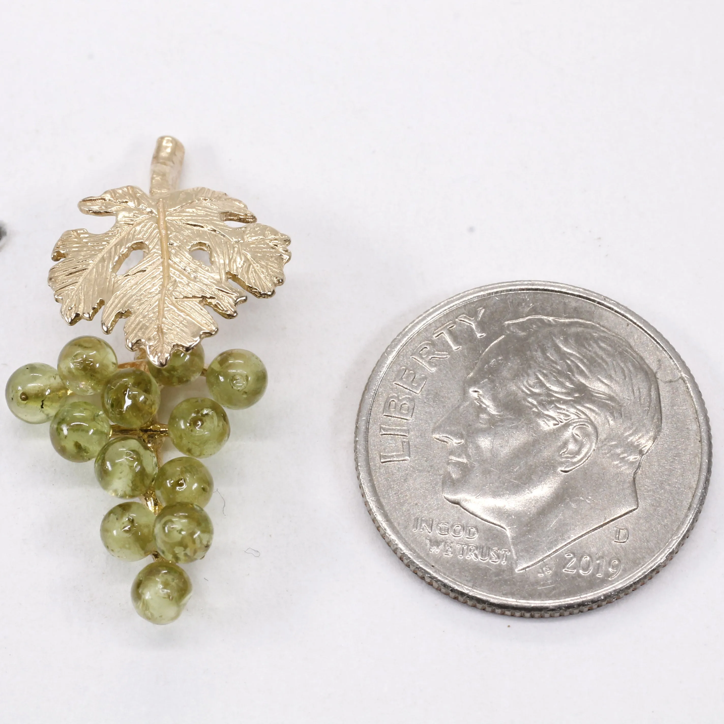 Grape Cluster Lapel Pin made in 14kt Gold with Real Gemstones
