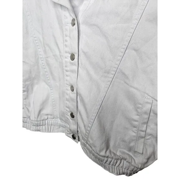 Habitual Denim Jacket Cropped Size S White Buttoned Up Short Sleeve